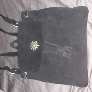 Women's small swad leather black backpack